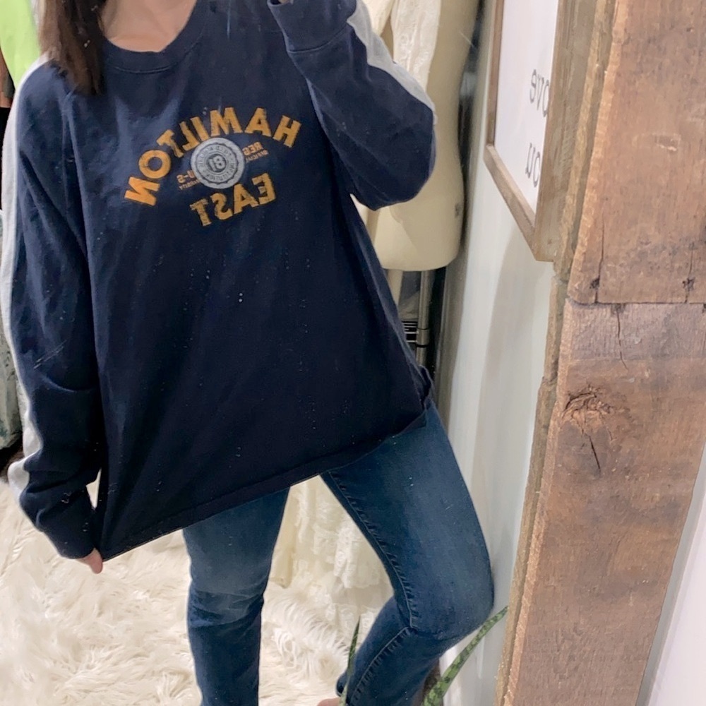 Old navy vintage blue sweatshirt size XLarge Hamilton east graphic